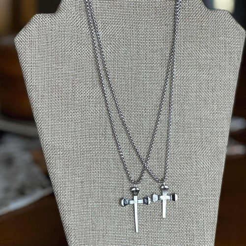 Horseshoe Nail Cross Necklace